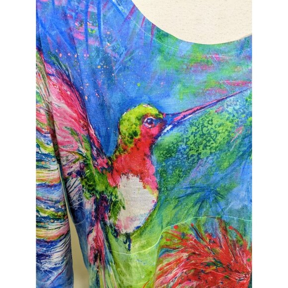 Leoma Lovegrove Hummingbird Art Top Womens XXL Colorful Atsy Blue - Picture 5 of 9